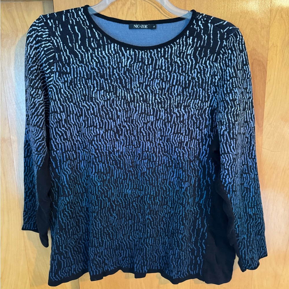 Nice + Zoe Multi-Color and Black Panel Sweater - Size 1X